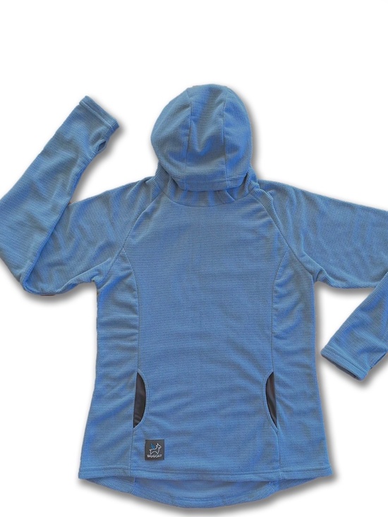 SkyGoat Tops - Women’s SkyGoat Microgrid Fleece Camp Hoodie Blue Small